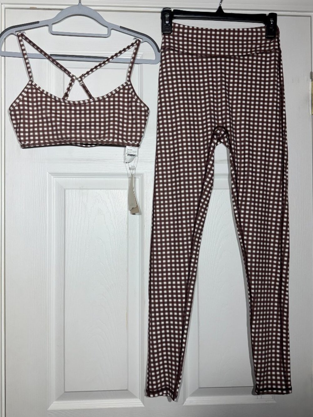 Aralina Women's Plaid Cropped Camisole And Leggings Sports Set